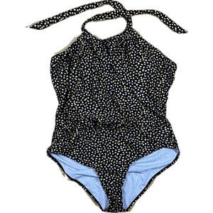 Swimsuits for All‎ Womens Size 22 Black Yellow Floral Halter One Piece Swimsuit